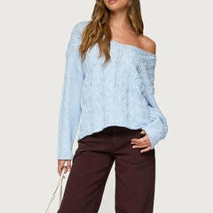 Cable Knit Off Shoulder Sweater