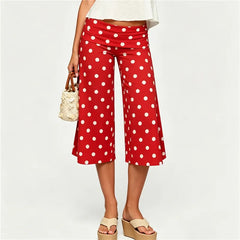 Polka Dot Fold Over Cropped Palazzo Pants