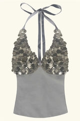 Sequin Shell Halter Top