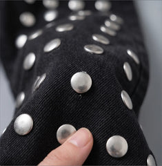Rivet Decoration Straight High-Waisted Denim Jeans