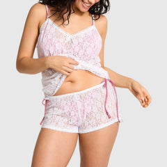 White Layered Cami Top And Shorts Set