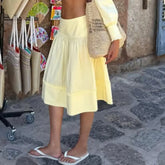 Buttons Low Waist Midi Skirt