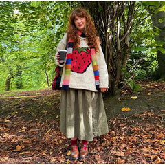 Crew Neck Graphic Knit Sweater