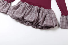 Long Sleeve Plaid Patchwork Mini Dress