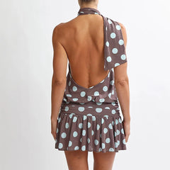 Backless Drape Halter Neck Open Back Mini Dress