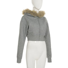 Furr Trim Crop Hoodie