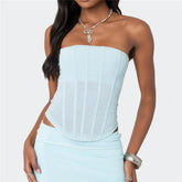 Strapless Mesh Boning Corset Top