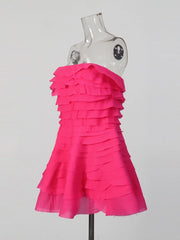 Strapless Ruffles Tiered Mini Dress