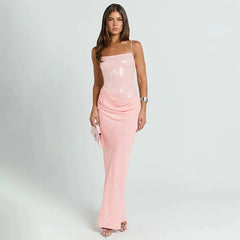 Spaghetti Strap Patchwork Maxi Dress