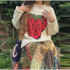 Crew Neck Graphic Knit Sweater