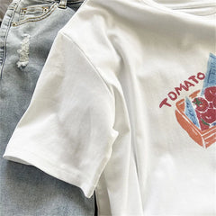 White O-neck Tomato Graphic Tee