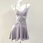 Lavender V-Neck Lingerie Nighdress