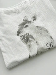 White Deer Print Long Sleeve T-shirt