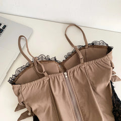 Solid Patchwork Belted Bustier Top