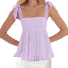 Bow Tied Ruffles Bodydoll Tank Top