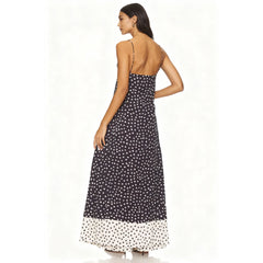 Black Dotted Slit Long Top And Maxi Skirt Set