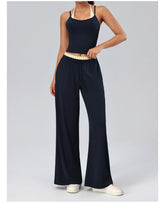Polka Dot Layered Tank Top And High Waist Wide Leg Pants Set
