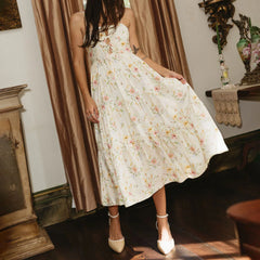 Spaghetti Strap Tie-up Floral Long Dress