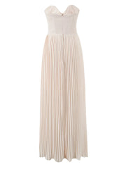 White Strapless Pleated Maxi Dress