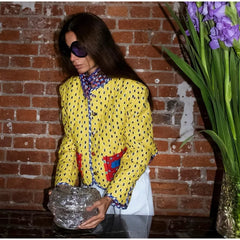 Color Block Pattern Printed Reversible Quilted Jacket