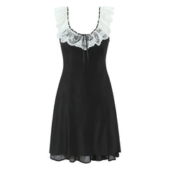 Ruffled Strap Satin Mini Dress