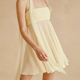 Spaghetti Strap Mesh Mini A-line Dress with Scarf