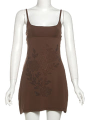Rhinestone Print Mini Slip Dress
