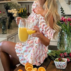 Floral Print Stripe Top And Shorts Set