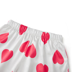 Heart Print Satin Loungewear Pajama Set