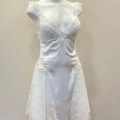 Mesh Pleated Ruffle Patchwork Night Gown