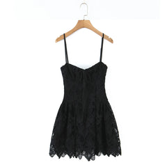 Lace Embroidered Spaghetti Strap Mini Dress