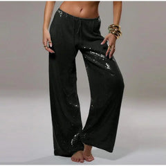 Sequins Drawstring Low Waist Pants