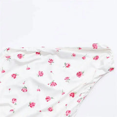 One Shoulder Floral Print Ruched Mesh Hem Maxi Dress