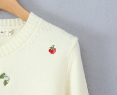 Embroidery Flower Knit Button Cardigan