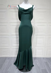 Mermaid Hem Open Back Cowl Strap Maxi Dress