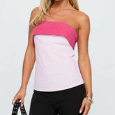 Pink Contrast Color Bandeau Top