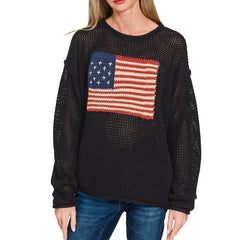 American Flag Crochet Sweater Top