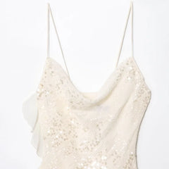 Sequin Layered Ruffle V-neck Sleeveless Mini Dress