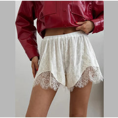 Velvet Lace Trim Shorts