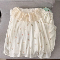 Frill Collar Long-Sleeve Pajama Set
