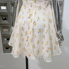 Floral Puff Sleeve Square Collar Mini Dress