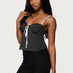 Cami Ribbion Tie up Polka Dot Top