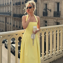 Solid Halter Midi Dress