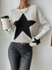 Star Pattern O-Neck Sweater Pullover