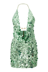 Sequin Chain Halter Mini Dress