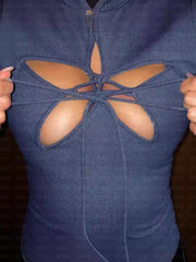 Star Lace-Up Short Sleeve Top