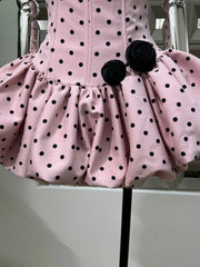 Strapless Polka Dot Flowers Mini Dress With Shorts