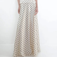 White Polka Dot Sling Top And Long Skirt Set