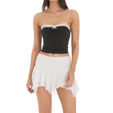 Lace Trim Spaghetti Strap Crop Top