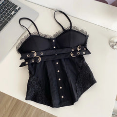 Solid Patchwork Belted Bustier Top